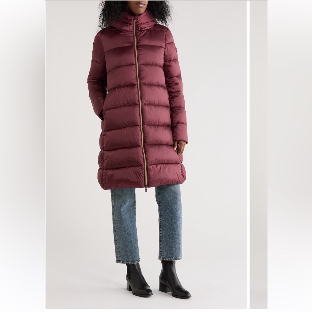 SAVE THE DUCK Luciana Puffer Coat Wine Red Color - Picture 2 of 3